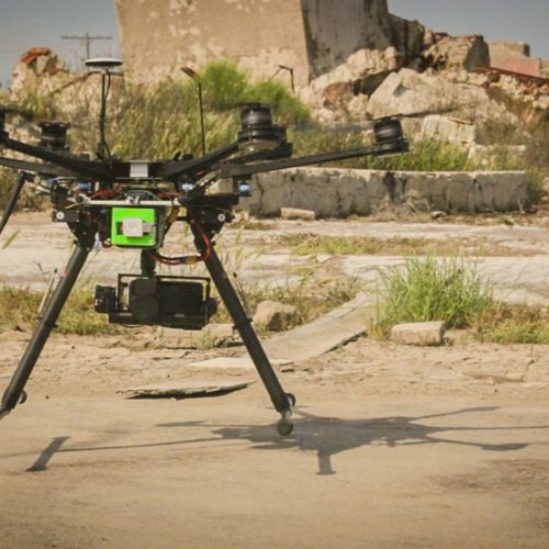 Blackmagic Pocket Camera attached to a drone in the Argentine ghost town Epecuén