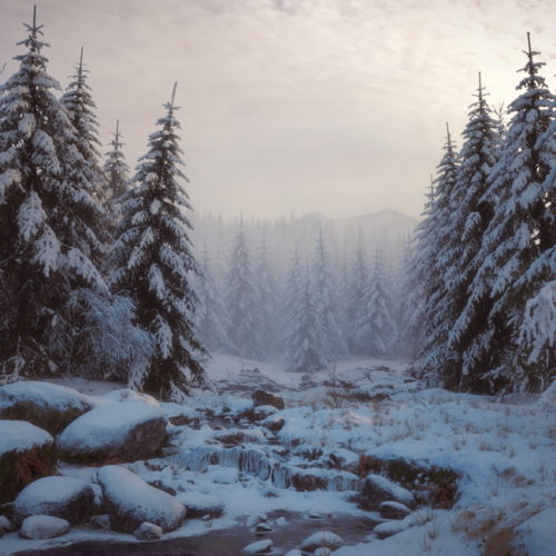 "Snowy Forest. Morning." - Dmitry Kremiansky